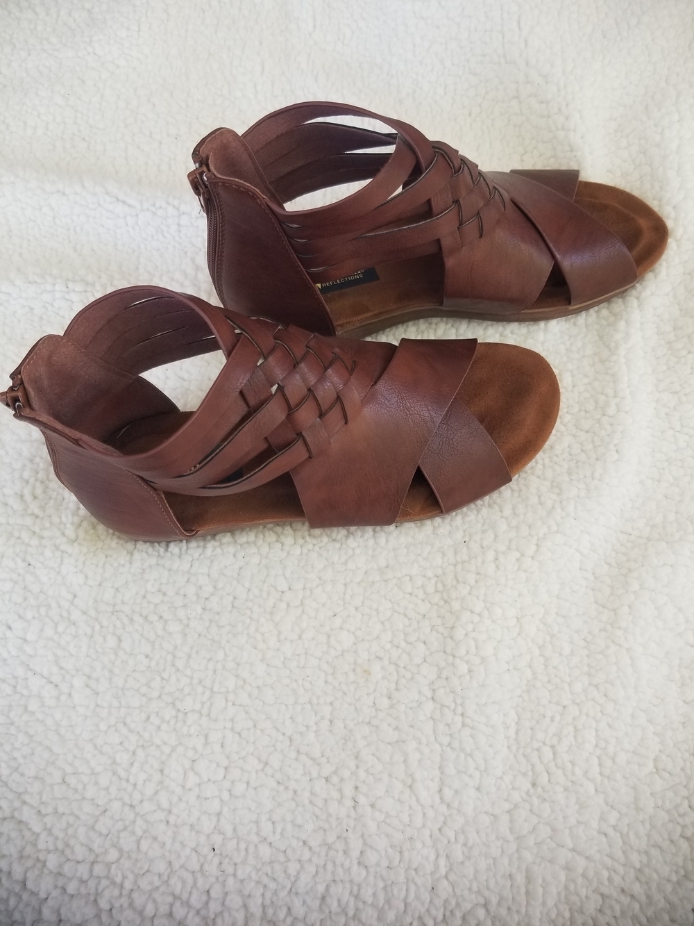 Natural Reflections Brown Strappy Woven Sandals - Picture 6 of 6